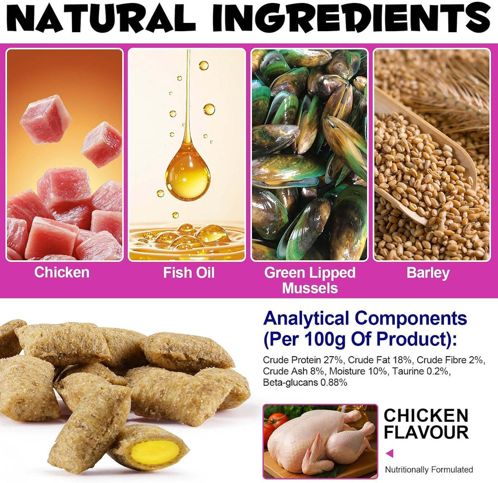 Authentic USA-imported cat vitamin treats enriched with taurine for heart health.