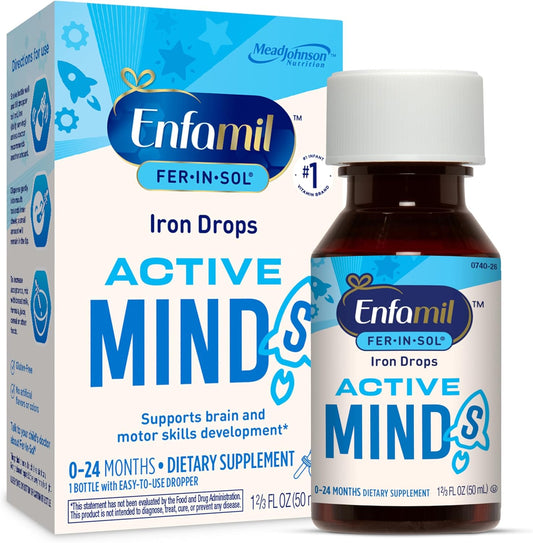 Enfamil Fer-In-Sol Iron Supplement Drops 50ml bottle front view for infant nutrition.