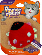 Premium ladybug plush cat toy for batting and swatting side view