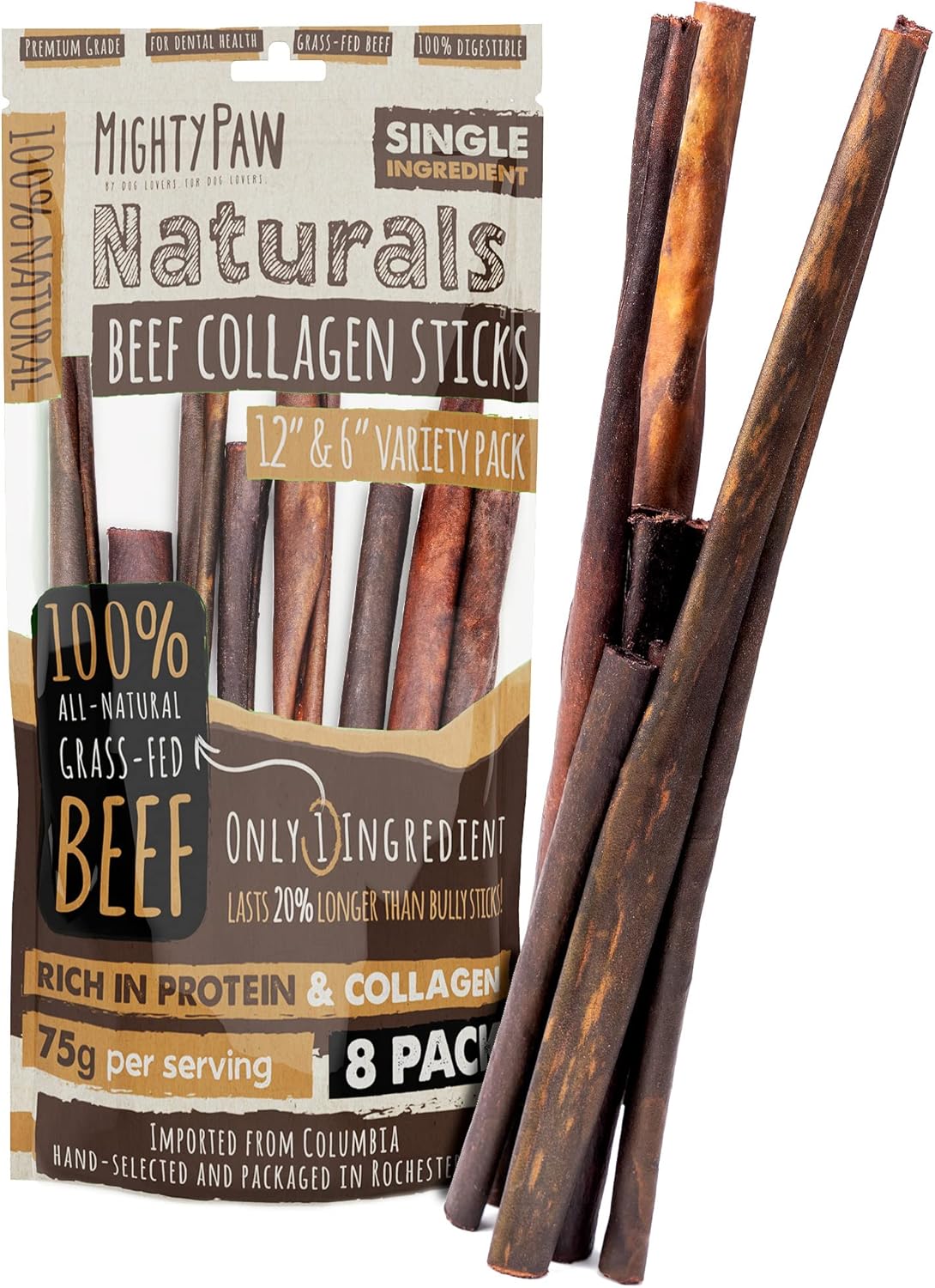 Mighty Paw Long Lasting 12" Bully Sticks for Dogs - All Natural Grass Fed Beef Chews. Lower Odor Dog Bully Sticks for Large Dogs, Medium and Small Breeds. Single Ingredient Treats - Image 11