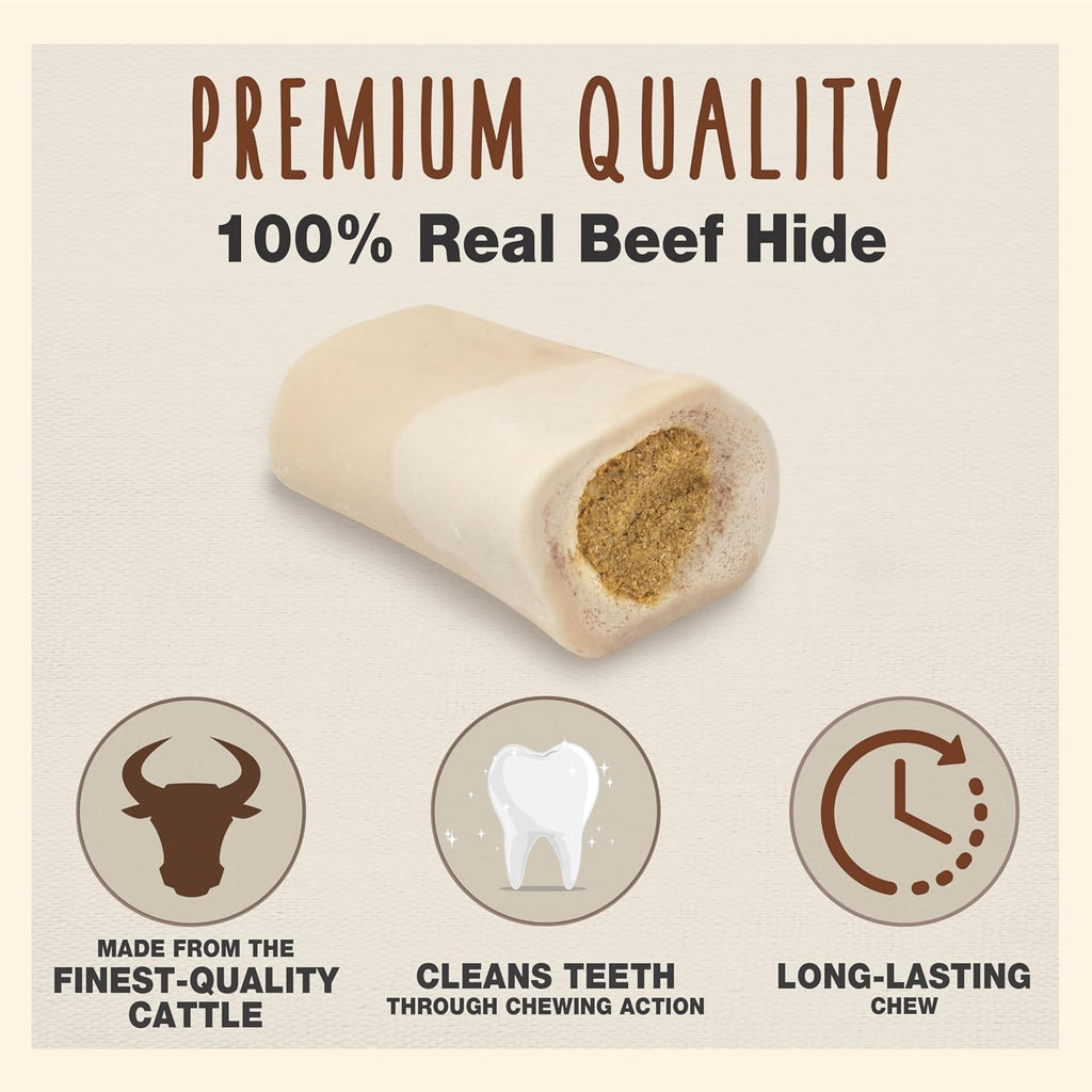 Cadet long lasting stuffed dog bone for dental health support and tartar reduction.