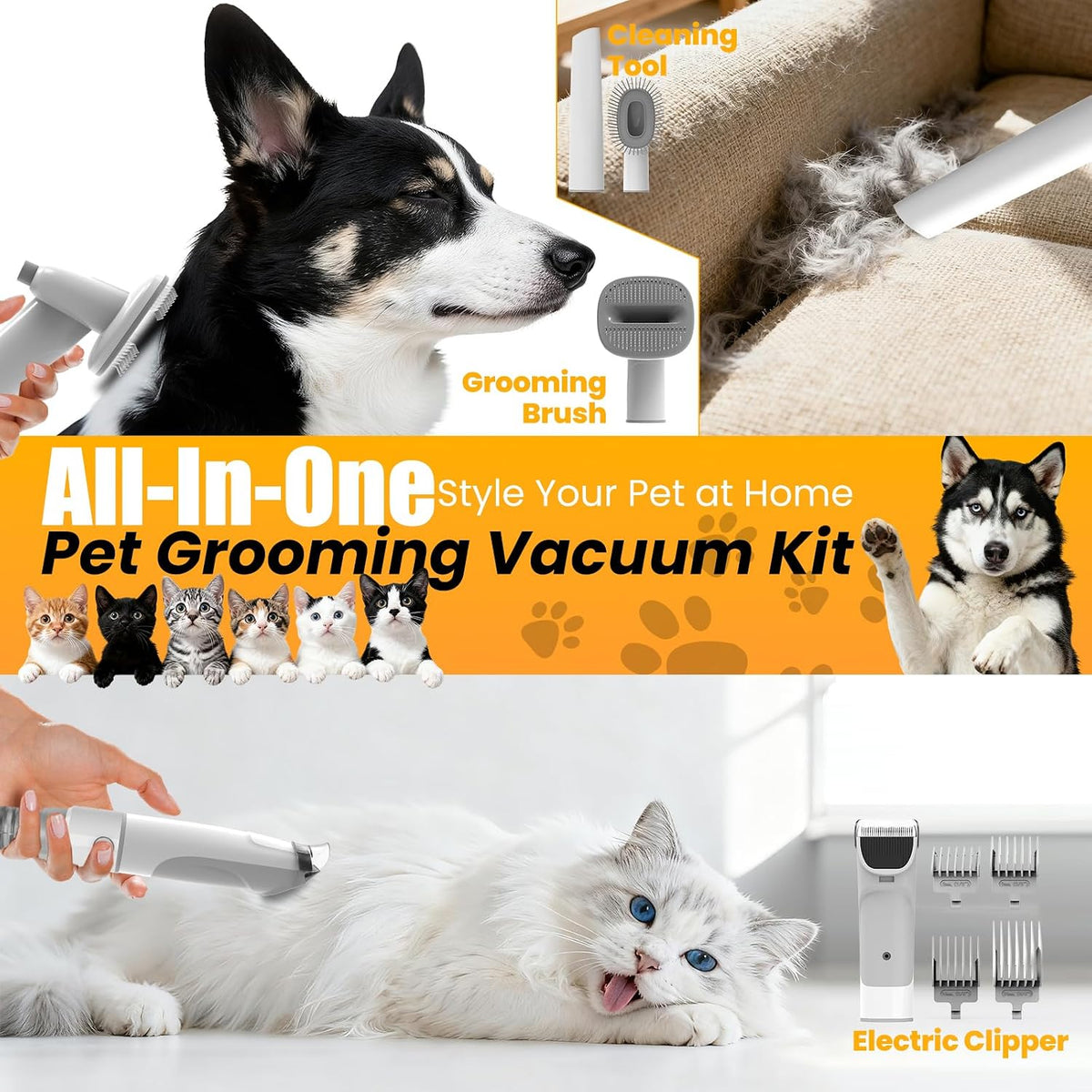 Low noise pet grooming vacuum motor close up showing power buttons