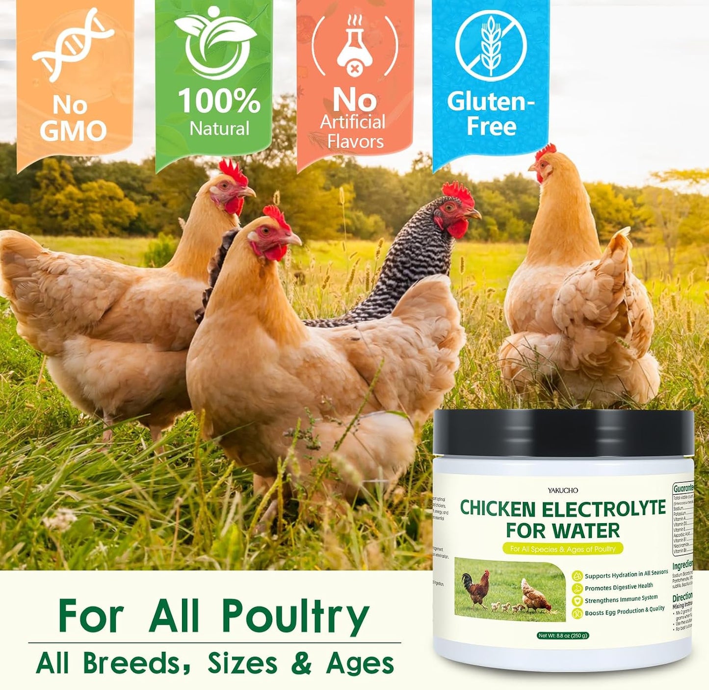 Water soluble electrolyte powder for ducks turkeys and baby chicks