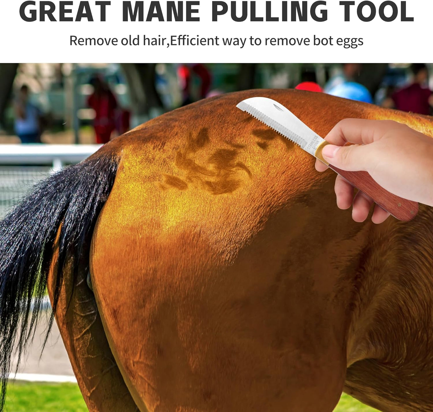 NRTFE folding mane thinning knife safely folded up demonstrating its compact and secure storage design.