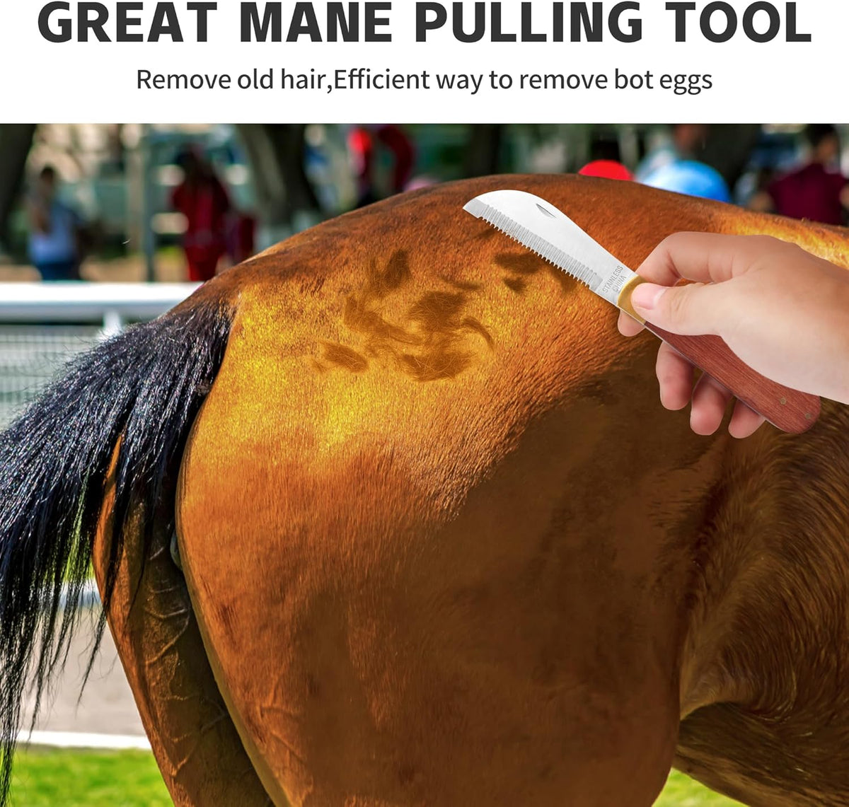 NRTFE folding mane thinning knife safely folded up demonstrating its compact and secure storage design.