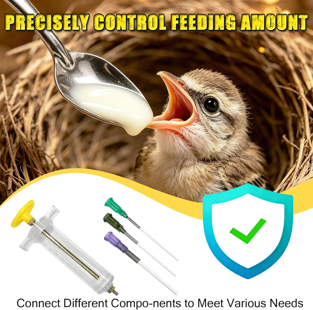 Baby Bird Feeding Syringe Set, Small Pet Parrot Feeder Hand Feeding Tubes Kit, Parrot Feeder Tubes Measuring Tools, for Baby Birds Small Pet - Image 6