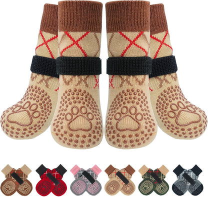 BEAUTYZOO 6PCS Dog Socks to Prevent Licking Paws for Cold Pavement, Winter Dog Shoes with Grippers for Hardwood Floors Anti Slip, Puppy Boots & Paw Protectors for Small Medium Large Senior Dogs, SM - Image 15
