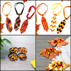 Close up look at the curly ribbon detail on the Thanksgiving dog bow ties.