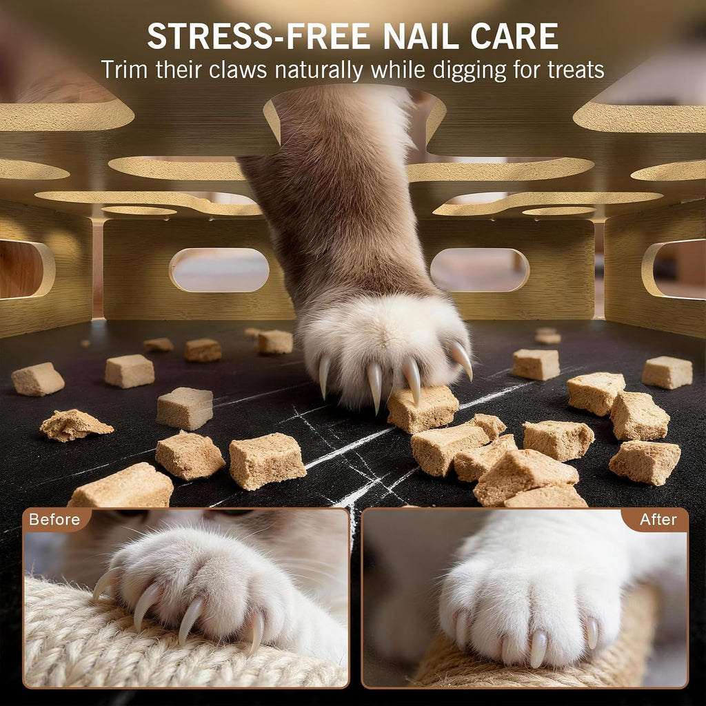 EIODEAR wooden cat toy with silicone security rings for stable tool free assembly.