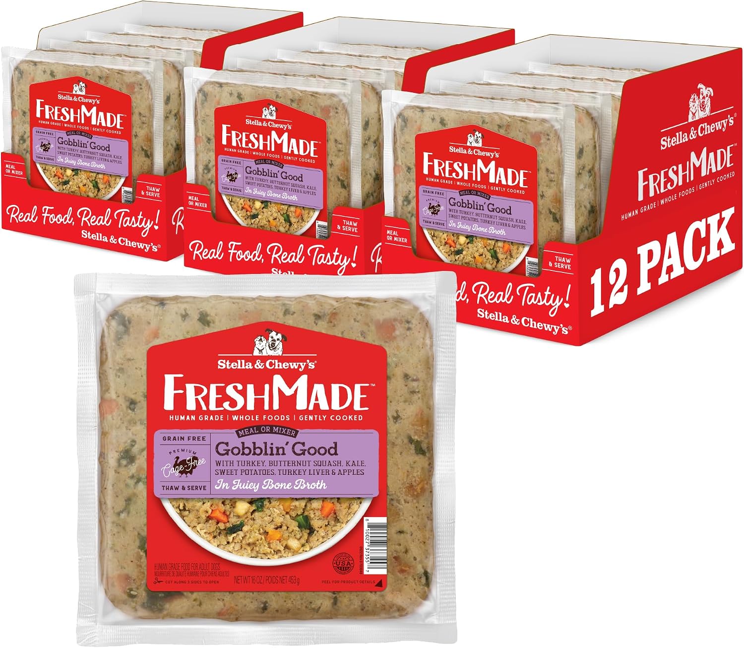 Stella & Chewy's FreshMade Frozen Fresh Grain-Free Chick-a-Lick'n Dog Food, 16-oz Pouch (Pack of 4) - Image 13