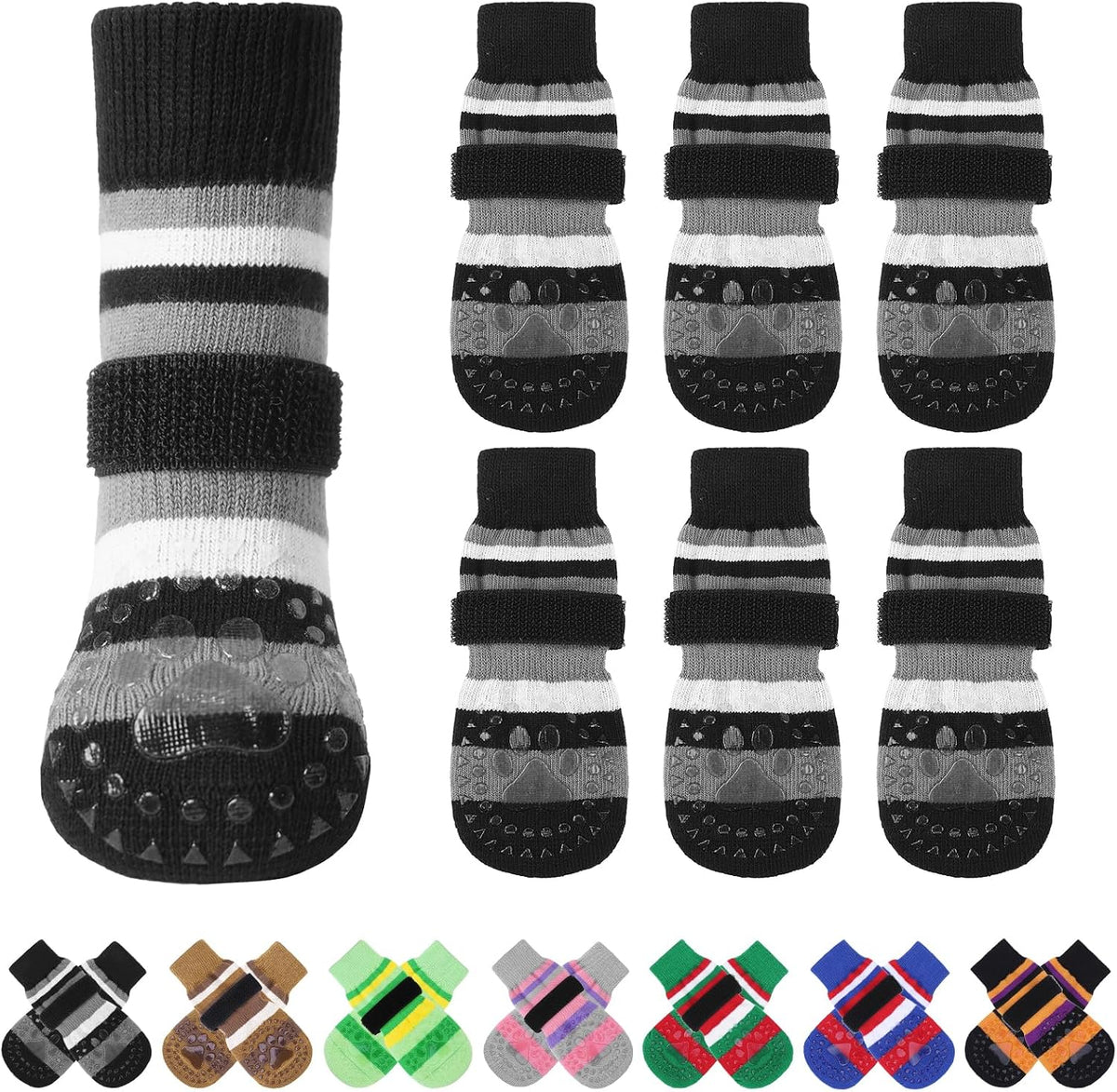 KOOLTAIL Anti Slip Dog Socks to Prevent Licking Paws and Slipping, Extra-Thick Grip Pet Boots & Paw Protectors, Winter Warm Puppy Shoes Booties for Hardwood Floors Small Medium Large Senior Dogs,SM - Image 10