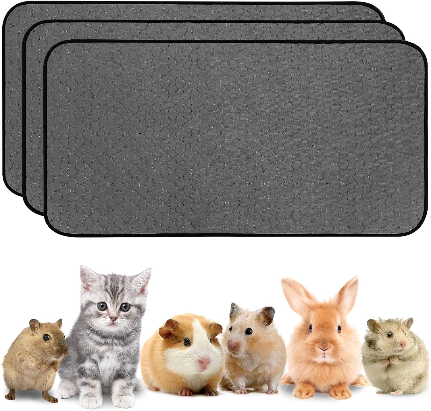 2 Pack Guinea Pig Cage Liners, Washable Guinea Pig Pee Pads Waterproof Reusable & Anti Slip Guinea Pig Bedding Fast and Super Absorbent Pee Pad Tarp Bottom for Small Animals (Dark Grey 24" X 47") - Image 9