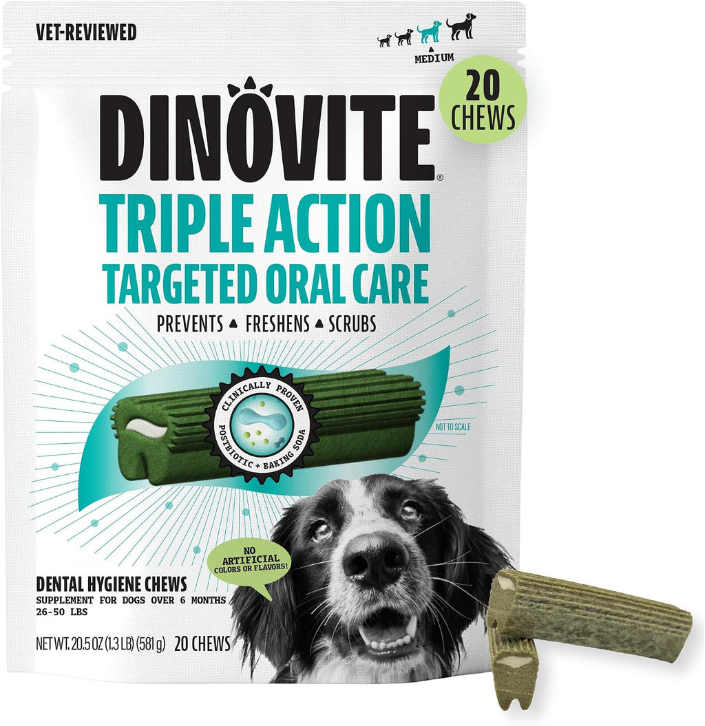 Dinovite Dental Chews for Dogs, Triple Action Dental Dog Treats for Small Breeds, Clinically Proven to Prevent Plaque & Tartar While Freshening Breath, Fresh Mint Flavor, Made in USA, 30 Count - Image 12