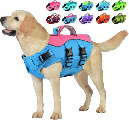 Petglad Dog Life Jacket, High Buoyancy Dog Life Vest with Handle for Swimming Boating, Adjustable Swimming Vest with Reflective Trim for Small Medium Large Dogs - Pink, L - Image 10