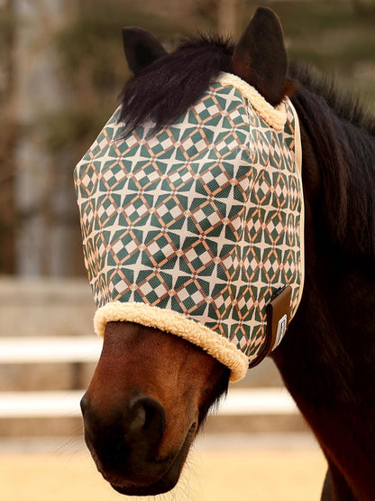 Tackmore Horse Fly Mask Without Ears, Breathable Structured Mesh for Horses, Soft Fleece Edging, UV Protection, Printed Turnout Mask for Pasture-Pink Print M - Image 11