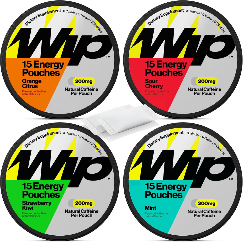 Wip Energy Pouches 4 pack assorted flavors front view