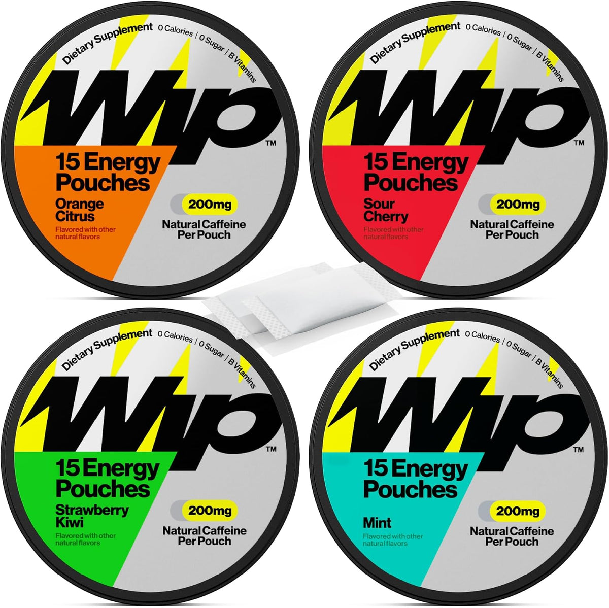 Wip Energy Pouches 4 pack assorted flavors front view