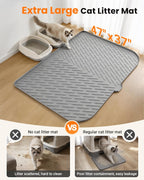 Extra large silicone cat litter mat layout demonstrating multi cat box placement capability.