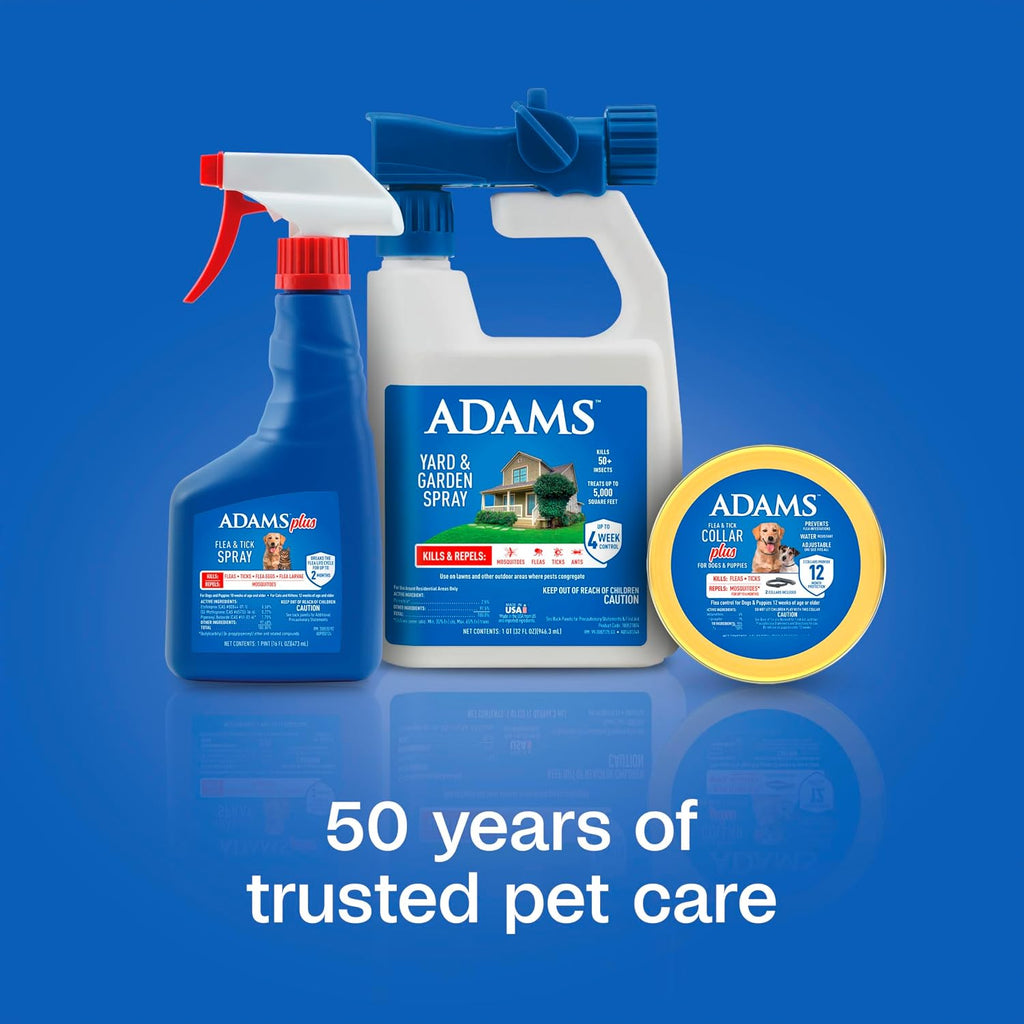 Back label of Adams Plus flea and tick spray showing ingredients