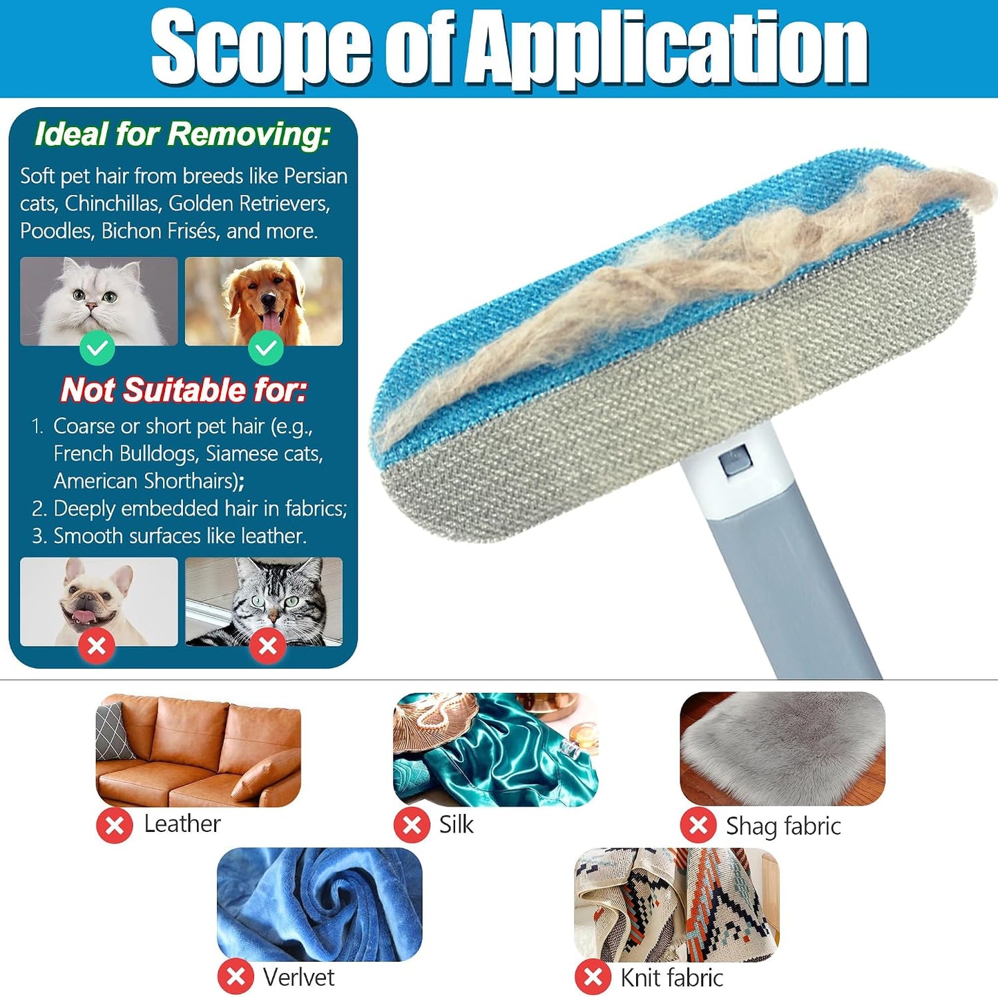 Close up of Swjdqs pet hair brush bristles