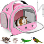 Chinchilla carrier pouch demonstrating zipper opening and closure