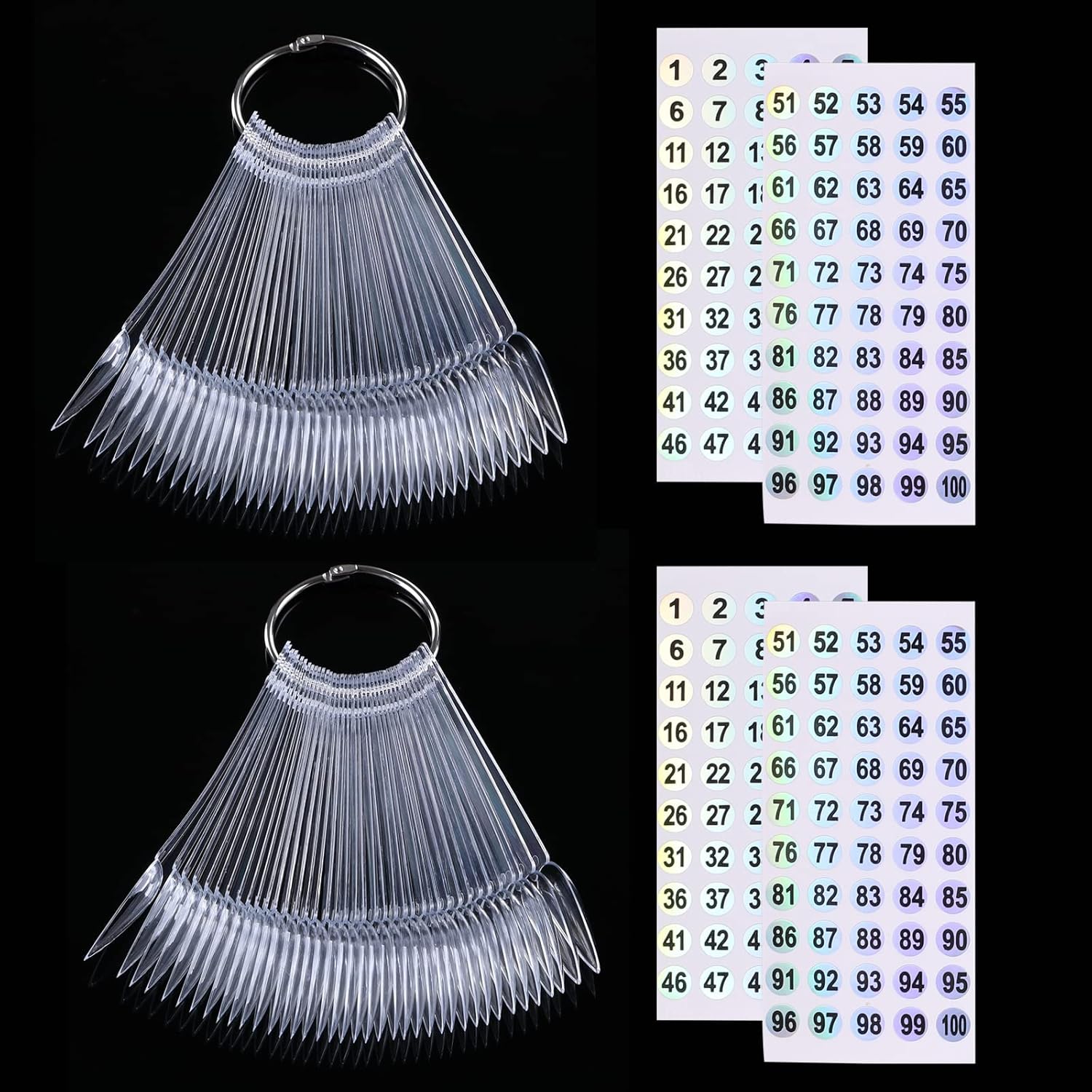 Urgino 100 piece nail swatch sticks front view with metal ring