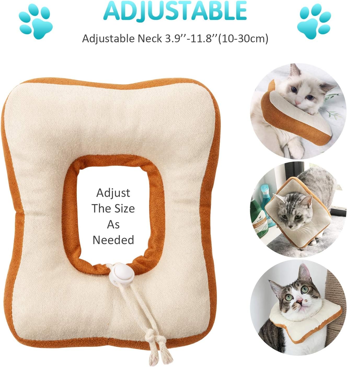 Soft cotton Elizabethan cat cone with adjustable drawstring for kittens close up