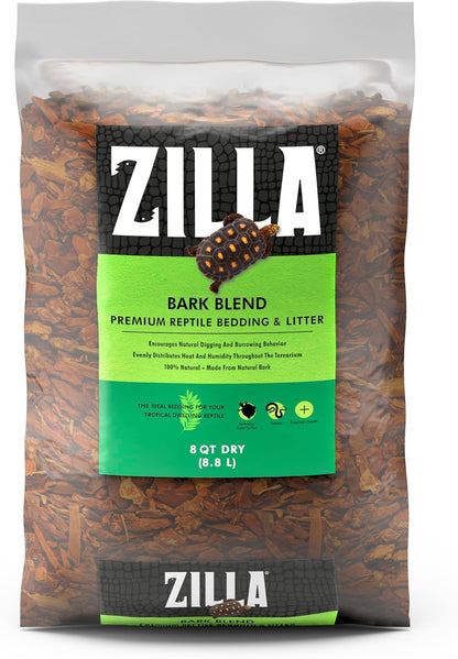 Zilla Reptile Terrarium Bedding Substrate Bark Blend front view pack of eight quarts
