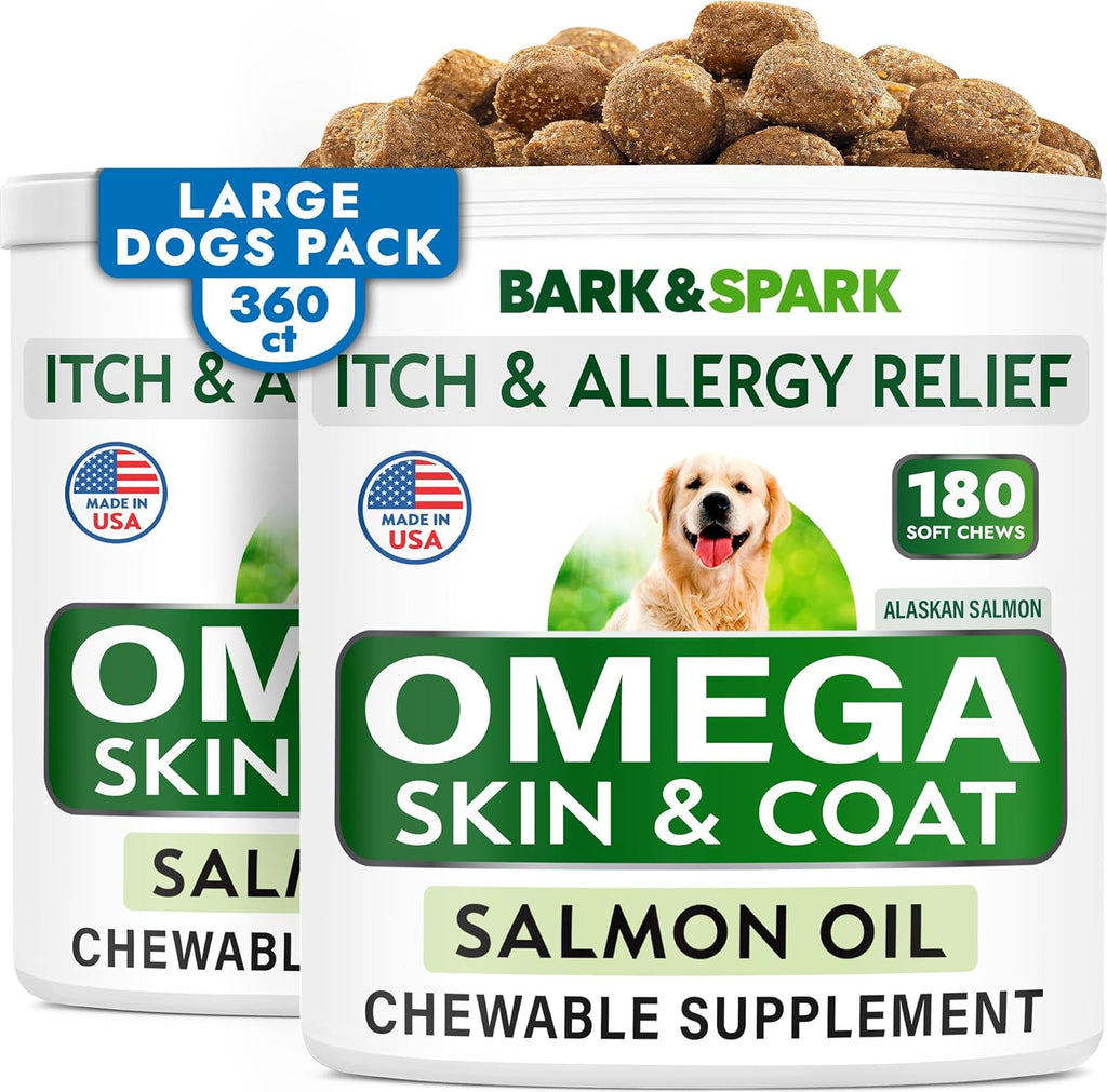 BARK&SPARK Omega 3 for Dogs - 180 Fish Oil Treats for Dog Shedding, Skin Allergy Chews, Itch Relief, Hot Spots Treatment - Joint Health - Skin and Coat Supplement - EPA & DHA Fatty Acids - Salmon Oil - Image 14