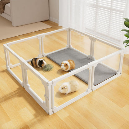 BUCATSTATE Acrylic Guinea Pig Cages for 2, 15.5 sq ft Guinea Pigs Playpen with Door, Clear Rabbit Playpen Indoor for Pigges, Hedgehogs, Quail, Chickens (47" L x 47" W x 16" H, 8 Panels) - Image 1