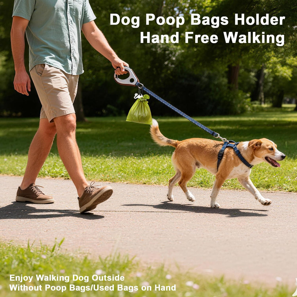 Two pieces of stainless steel pet waste carrier with black carabiners