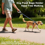 Two pieces of stainless steel pet waste carrier with black carabiners