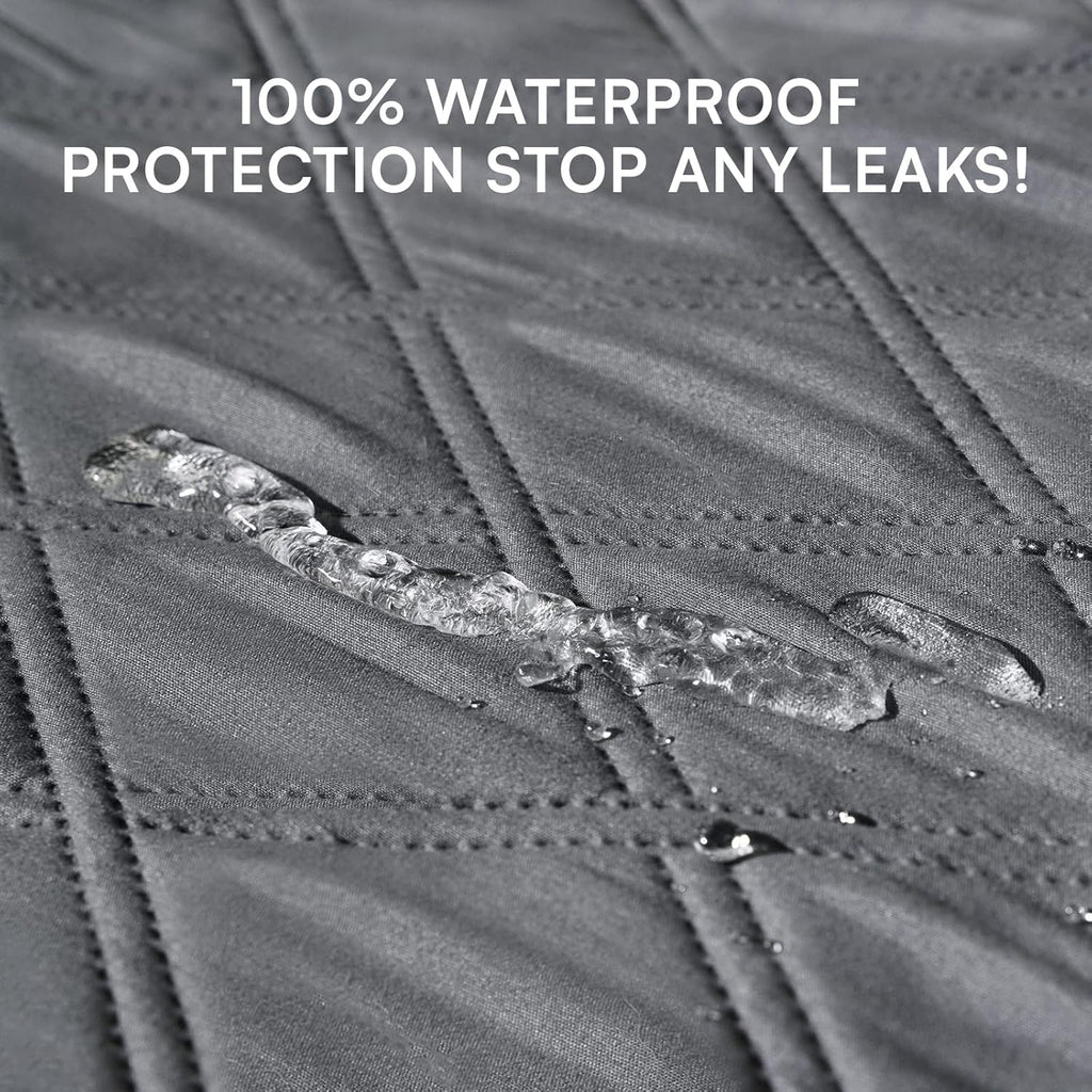 Close up view of the quilted diamond pattern on the Luciphia pet furniture protector.