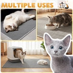 Easy clean dual layer cat litter scatter control mat being rinsed