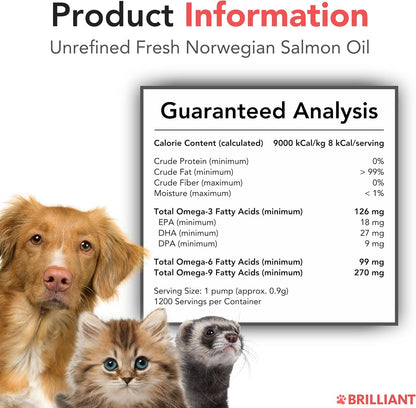 Brilliant Salmon Oil for pets orange colored fresh fish oil liquid profile