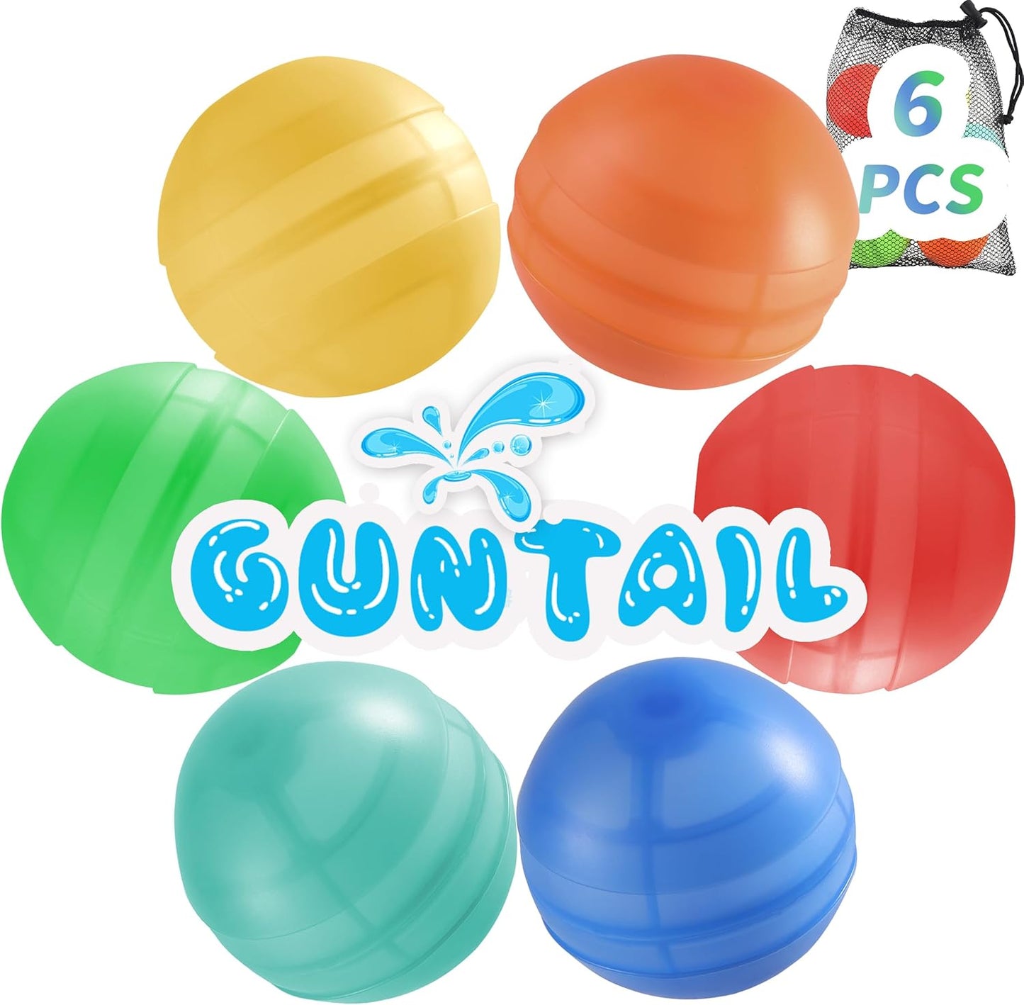 Smirodi reusable water balloons 6 piece set front view showing vibrant colors for outdoor summer pool games.