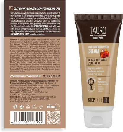Tauro Pro Line Coat Growth Recovery Cream for Dogs & Cats - Strengthens Hair Roots & Boosts Regrowth - Dog & Cat Moisturizer for Thinning Fur, Shedding & Post-Surgery Care (Derma Care 2.5 Fl Oz) - Image 9