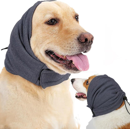 Tiagoboo dog calming hoodie grey color front view on a relaxed pet