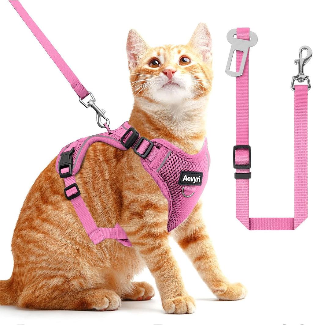 Anti escape reflective cat harness set with ID tag loop