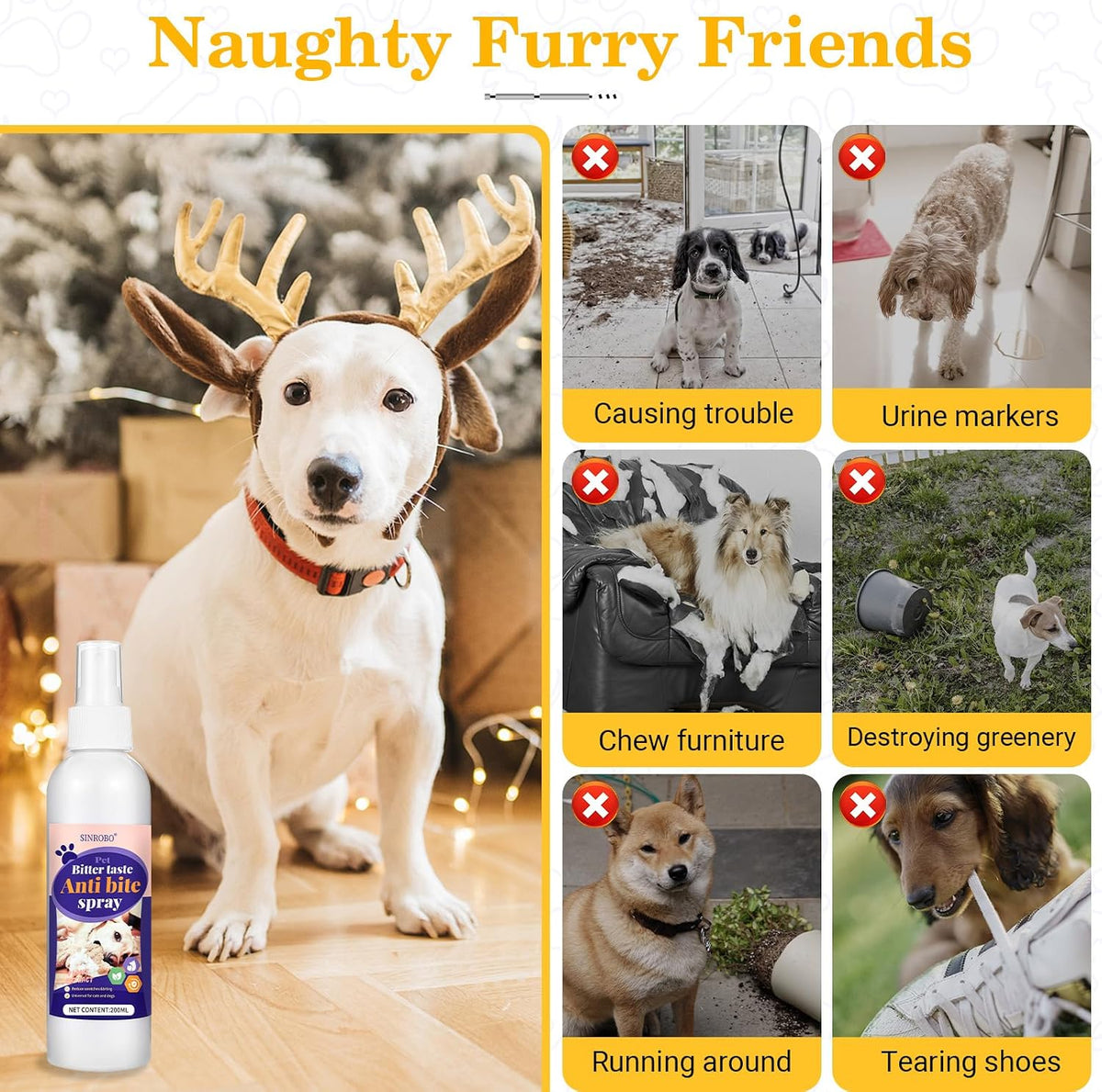 Sinrobo pet training spray for chewing prevention