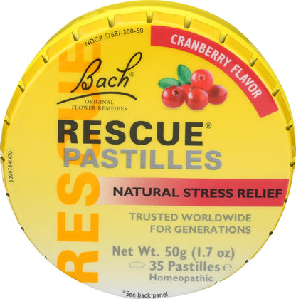 Bach Rescue Pastilles Cranberry 1.7 Ounce front view of tin.