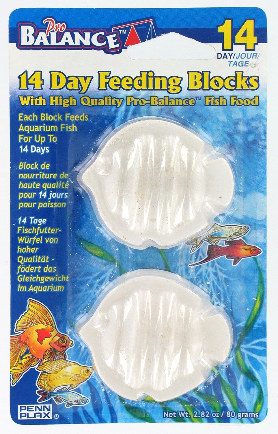 Penn-Plax Pro Balance 14-Day Vacation Feeding Blocks front package view for aquarium fish care