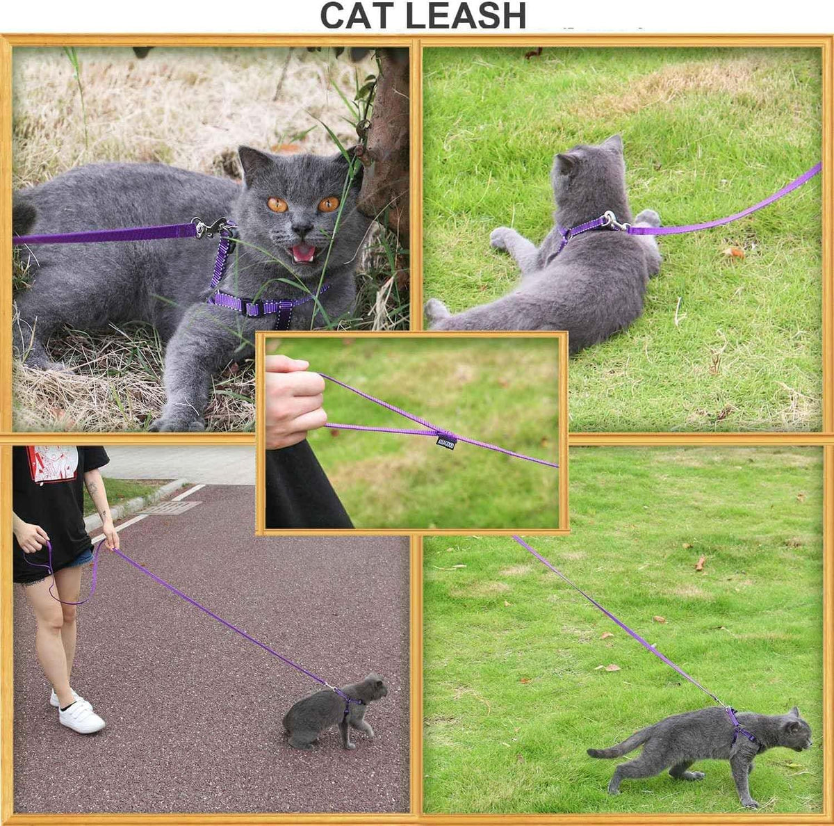 Classic style purple dog leash loop handle grip layout