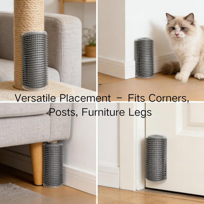 Dhgate wall mounted cat groomer showing the gray and white soft plastic bristles