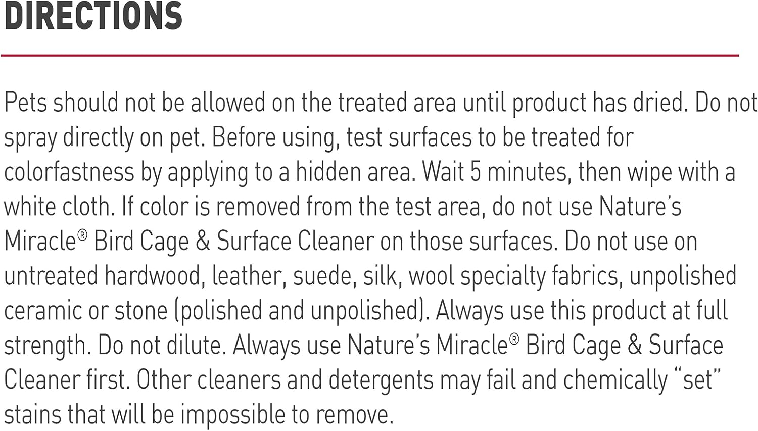 Nature's Miracle Bird Cage And Surface Cleaner twenty four fluid ounce bottle highlighting bioenzymatic stain action