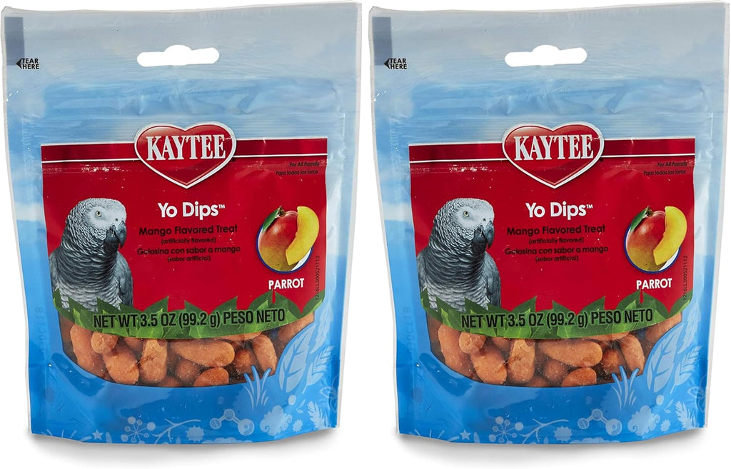 Authentic USA imported Kaytee parrot snacks in resealable packaging.