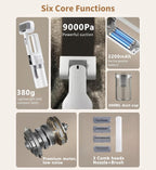 Rechargeable pet vacuum grooming kit package components laid out.