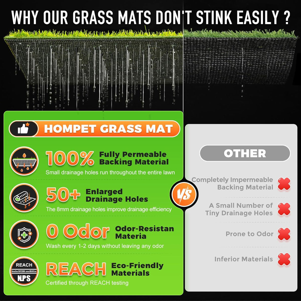 High density realistic artificial grass detail