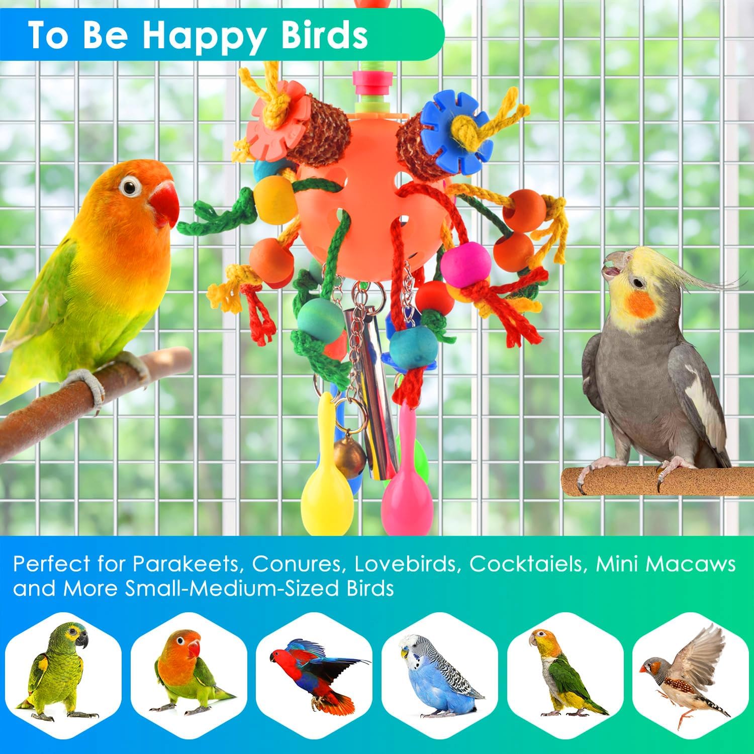 Durable pet bird cage accessories for shredding and chewing