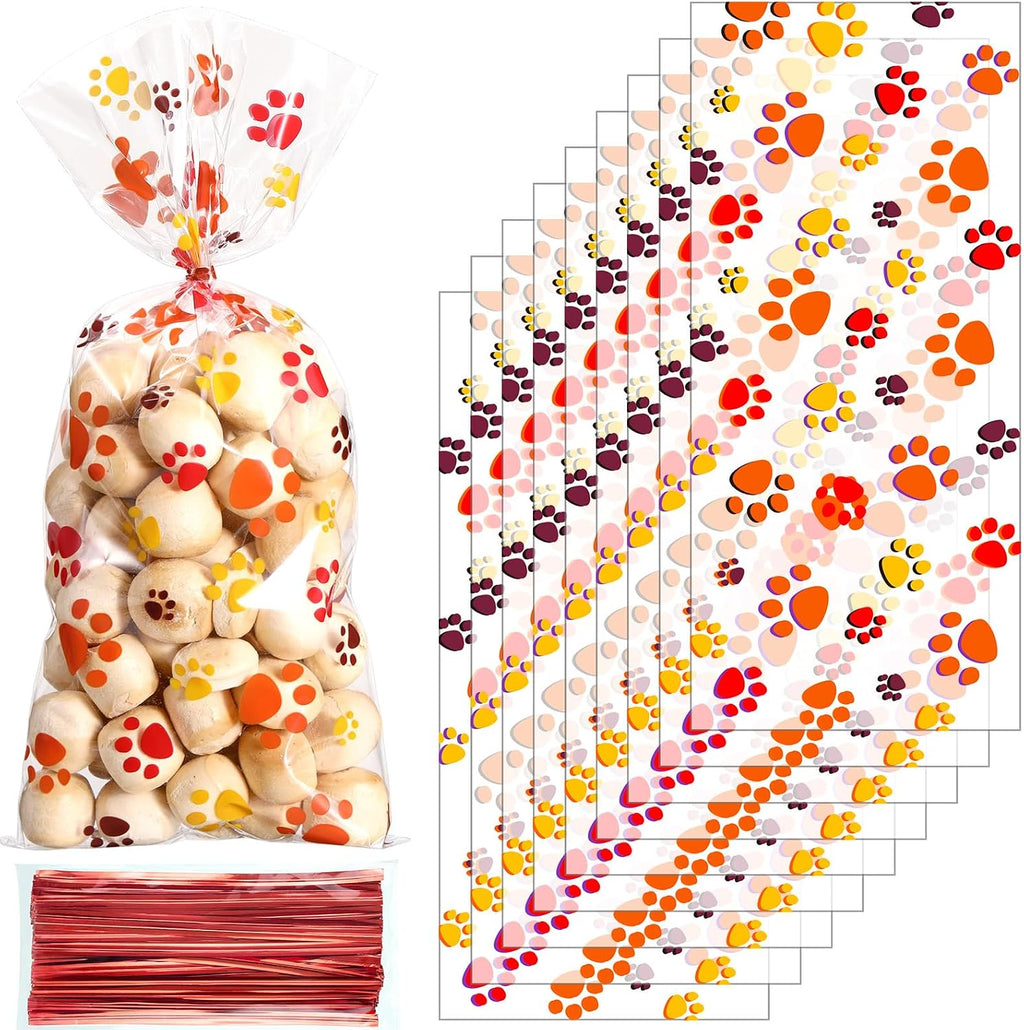 Blulu 100 Pieces Dog Treat Bags Puppy Party Favor Pet Paw Cone Cellophane Bags Candy Heat SealableDog Paw Gift with 100 Pieces Silver Twist Ties for Pet Cat Treat Party Favor(Black) - Image 9